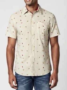 Straight Faded French Fries Short Sleeve Button Down Shirt